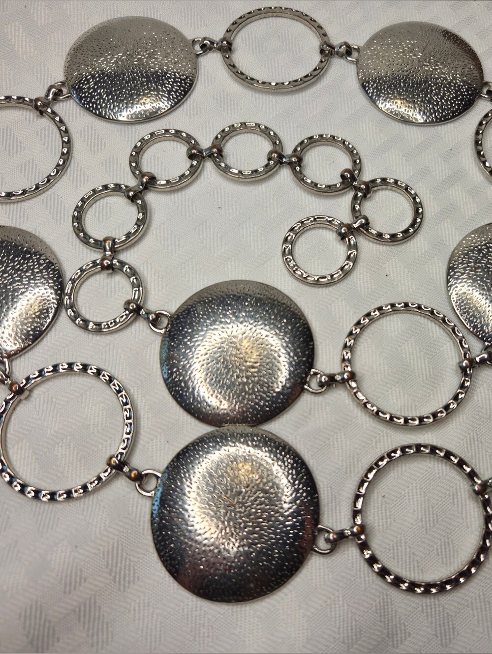 Vintage Silver Discs Chain Hip Belt Y2K Boho